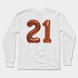 Copper 21st Birthday Metallic Helium Balloons Numbers Long Sleeve T-Shirt